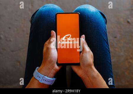 Brazil. 26th June, 2023. In this photo illustration, the Alibaba logo is displayed on a smartphone mobile screen. Credit: SOPA Images Limited/Alamy Live News Stock Photo