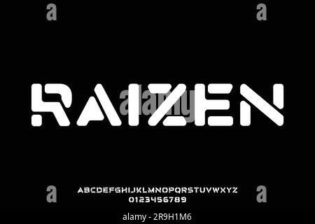Modern abstract typeface display font vector with soft corner design illustration Stock Vector