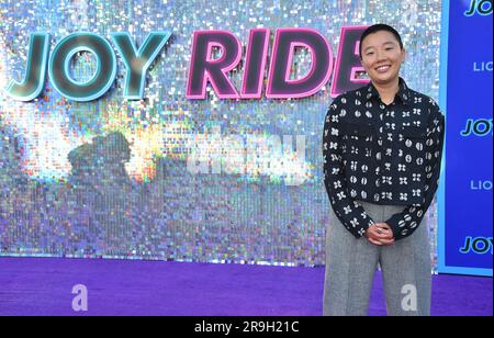 Sabrina Wu arrives at the Los Angeles premiere of "Joy Ride," Monday