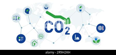 Reducing CO2 carbon emissions decrease graphic for environment climate change Stock Vector