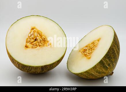 A fresh yellow melon isolated on white background Stock Photo