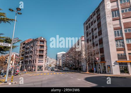 Geneva, Switzerland - MAR 25, 2022: Generic architecture and street view from Geneva, Switzerland on March 25. Stock Photo