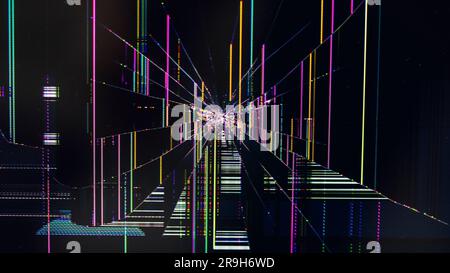 Broken Liquid Crystal Display screen with broken glass digital pattern on a black device screen background Stock Photo