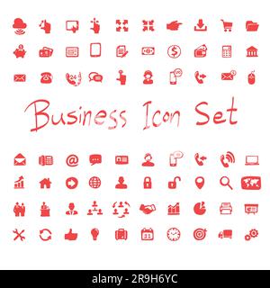 web icon set for business and communication illustration vector hand drawn isolated on white background line art. Stock Vector