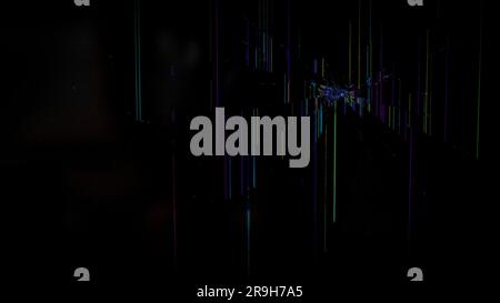 Broken Liquid Crystal Display screen with broken glass digital pattern on a black device screen background Stock Photo