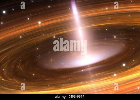 Illustration of a supermassive black hole. The mass of the black hole ...