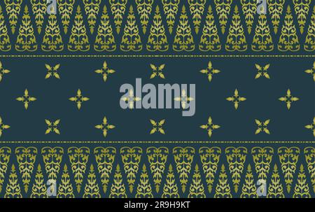 Traditional Classic Malay handwoven black 'songket' with gold threads vector background malaysia indonesia Stock Vector