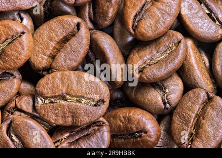 Roasted coffee beans. Macro focus stacking Stock Photo