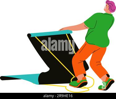 Person with paperclip for documents, students Stock Vector