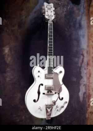 Gretsch White Falcon Semi Acoustic Guitar from the late Peter Green collection. Stock Photo