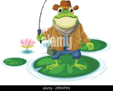 Free Vectors  Frog fishing