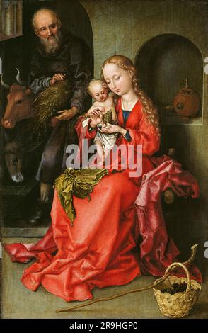 Martin Schongauer, The Holy Family, painting in oil on wood, 1480-1490 Stock Photo