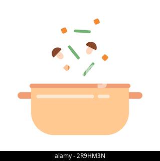 Add vegetables into pot semi flat colour vector object Stock Vector