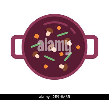 Top view on vegetables in pot semi flat colour vector object Stock Vector