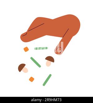 Hand pour vegetables semi flat colour vector object Stock Vector
