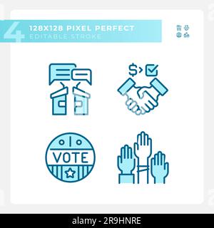 Editable pixel perfect blue voting icons Stock Vector