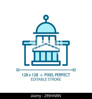Editable pixel perfect blue government building icon Stock Vector