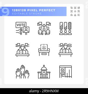 Pixel perfect voting thin line icons pack Stock Vector