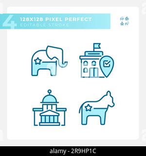 Editable pixel perfect blue voting icons set Stock Vector