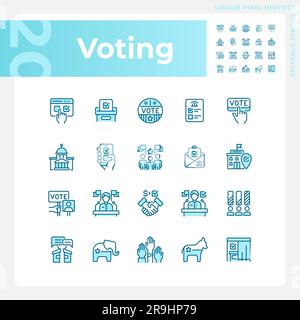Editable pixel perfect blue voting icons set Stock Vector