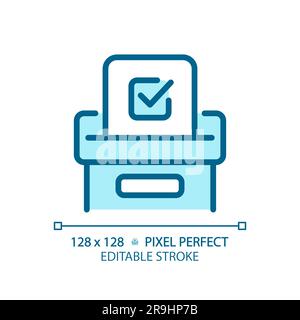 2D editable pixel perfect blue voting icon with checkmark Stock Vector