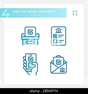 Editable pixel perfect set of blue voting icons Stock Vector