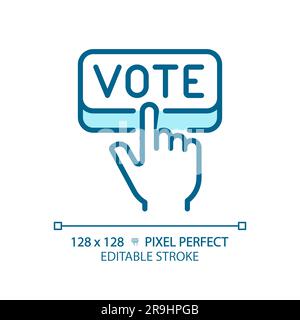 Editable pixel perfect blue hand voting icon Stock Vector