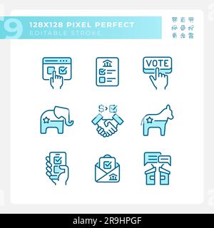 Customizable pixel perfect blue voting icons set Stock Vector