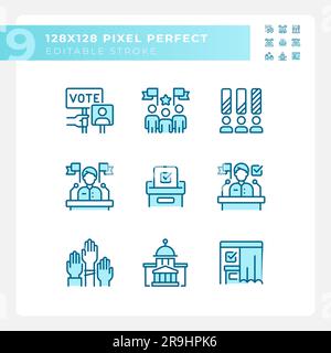 Editable pixel perfect blue voting icons pack Stock Vector
