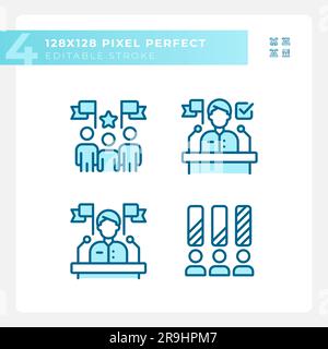 Illustration of various blue voting icons Stock Vector