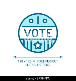 Editable pixel perfect blue icon with vote text Stock Vector