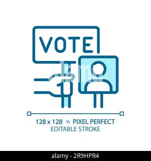 Editable pixel perfect blue hand voting icon Stock Vector
