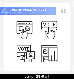 Editable pixel perfect voting thin line icons Stock Vector