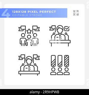 Editable various voting thin line icons Stock Vector