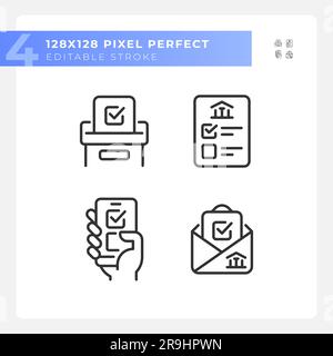Editable pixel perfect set of voting thin line icons Stock Vector