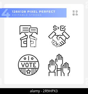 Pixel perfect voting thin line icons Stock Vector