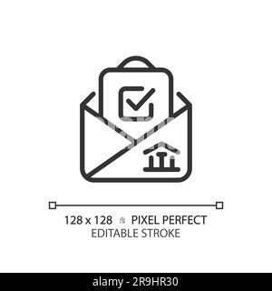 2D thin line icon with checkmark and envelope Stock Vector