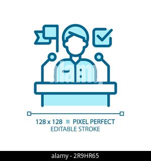 2D editable pixel perfect blue election candidate Stock Vector