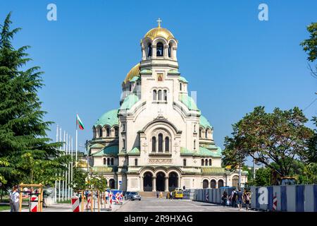 St. Alexander Nevsky Cathedral from Oborishte Street, Sofia, Republic of Bulgaria Stock Photo