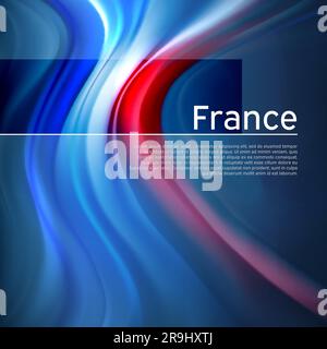 France abstract flag background. Blurred pattern of light colors lines of the french flag in the blue sky, business brochure design. State banner Stock Vector