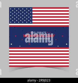 memorial day sale web banner. happy memorial day holiday sale post. memorial day weekend sale banner. Memorial Day social media promotion template Stock Vector