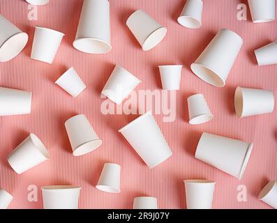 Different sized to go coffee cups. Various paper coffee cups. Stock Photo