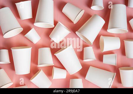 Different sized to go coffee cups. Various paper coffee cups. Stock Photo