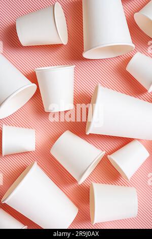 Various sized disposable coffee cups. Different takeaway coffee cups. Stock Photo