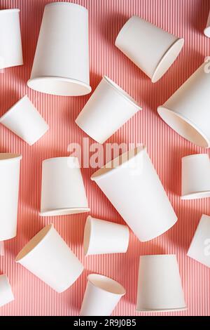 Various sized disposable coffee cups. Different takeaway coffee cups. Stock Photo