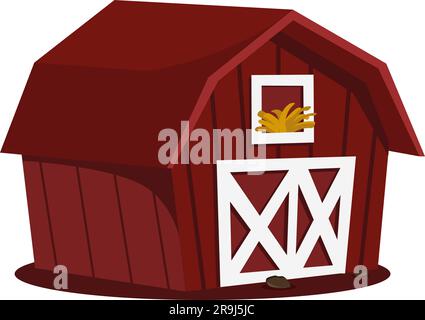Brown farmhouse with closed wooden doors and straw window. Vector. EPS10 Stock Vector