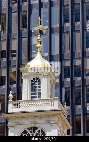 Old State House is the restored former seat of government for the City of Boston, Suffolk County, and Commonwealth of Massachusetts. Stock Photo