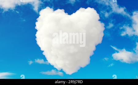 Fluffy cloud of the shape of heart, on a deep blue sky Stock Photo - Alamy