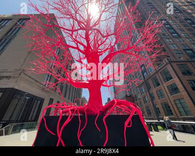 High Line Red Tree The old tree is a pink and red 25 foot tall sculpture comprised of man ...