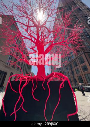 High Line Red Tree The old tree is a pink and red 25 foot tall sculpture comprised of man ...